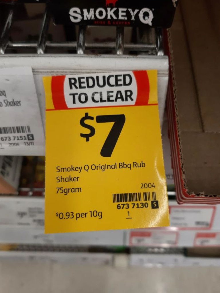 The ‘reduced to clear’ sticker said the spice mix was $7. Picture: Reddit