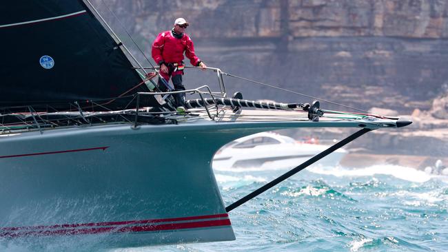 Wild Oats at the starts of the 75th Sydney to Hobart yacht race. Pic: Ryan Osland