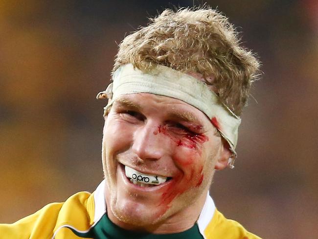 SYDNEY, AUSTRALIA - AUGUST 08:  David Pocock of the Wallabies looks on with a cut left eye during The Rugby Championship match between the Australia Wallabies and the New Zealand All Blacks at ANZ Stadium on August 8, 2015 in Sydney, Australia.  (Photo by Matt King/Getty Images)