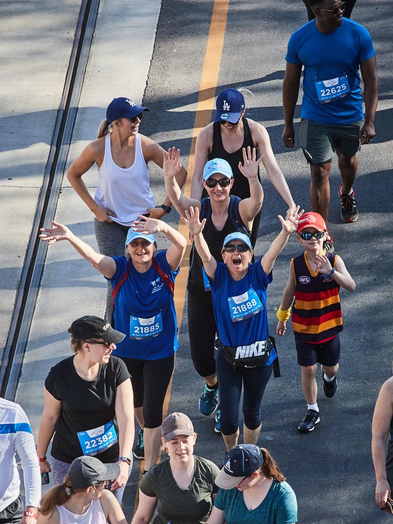 City to Bay participants walking in Adelaide, Sunday, Sept. 15, 2019. Picture: MATT LOXTON