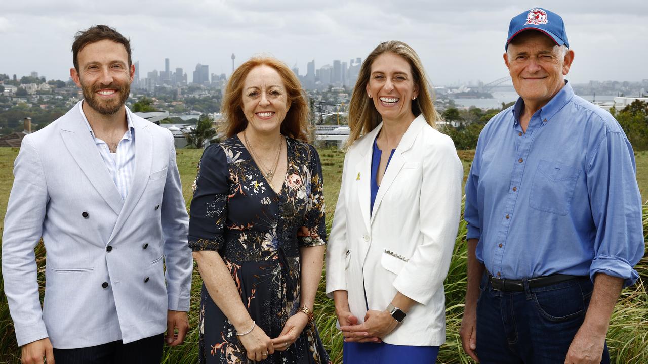 Jewish leaders, (from left) Rabbi Yossi Friedman, Rabbi Jacqueline Ninio, and Simone Abel and Peter Wertheim of the Executive Council of Australian Jewry at Dudley Page Reserve in Dover Heights. Picture: Jonathan Ng