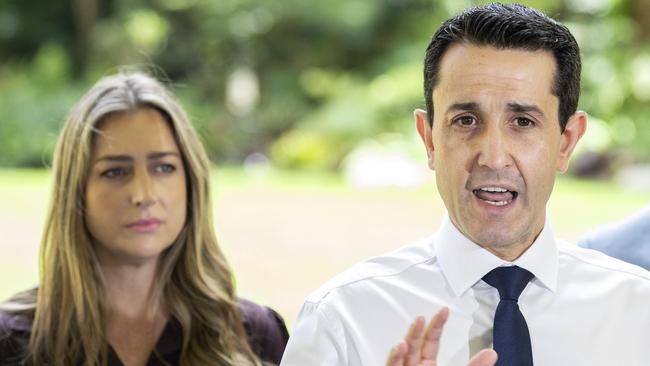 Premier David Crisafulli, Minister for Health Tim Nicholls and Minister for Youth Justice Laura Gerber speak to the media at Parliament House in Brisbane, Sunday, November 24, 2024 - Picture: Richard Walker