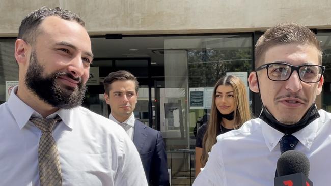 Rapper Chillinit (right) with lawyer Ahmed Dib (left) outside Sutherland Local Court.