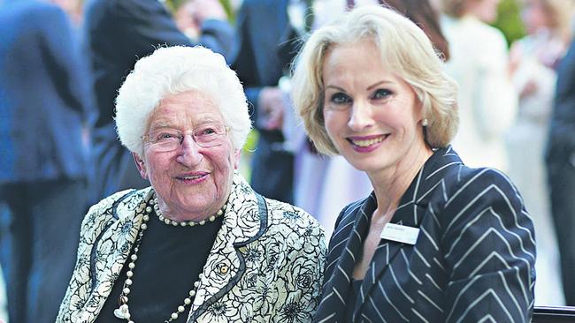 Jane Hansen and her mentor, the late philanthropist Betty Amsden, at the launch of the Melbourne Theatre Company Foundation in 2016.