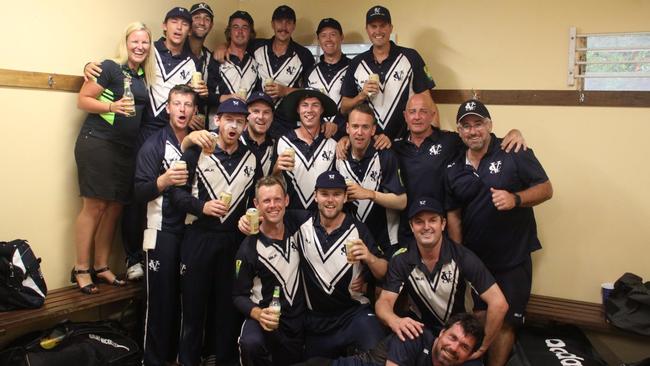 Vic Country celebrates its national championship win. Picture: Victorian Country Cricket League facebook.