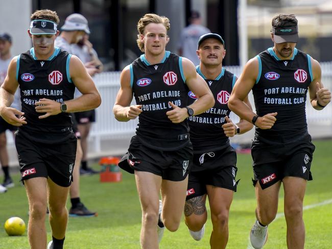 The Power hitting the track at Alberton Oval on Monday. Picture: Roy VanDerVegt