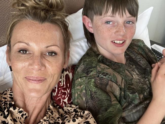 Clare Mooney and son Charlie Read expected a warm welcome when they booked Charlie as an unaccompanied minor on the Qantas flight. Picture: Supplied / NZ Herald