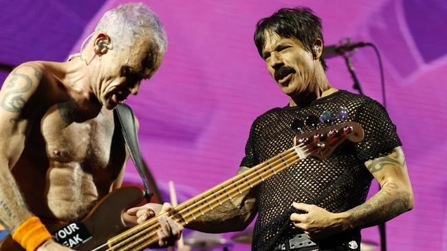 Anthony and Flea rocked out at Sydney’s Accor Stadium on February 2. Picture: Jonathan Ng