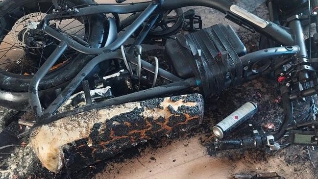 A e-bike caught fire inside an apartment complex in Bankstown on March 14 about 6.30am. Picture: Supplied