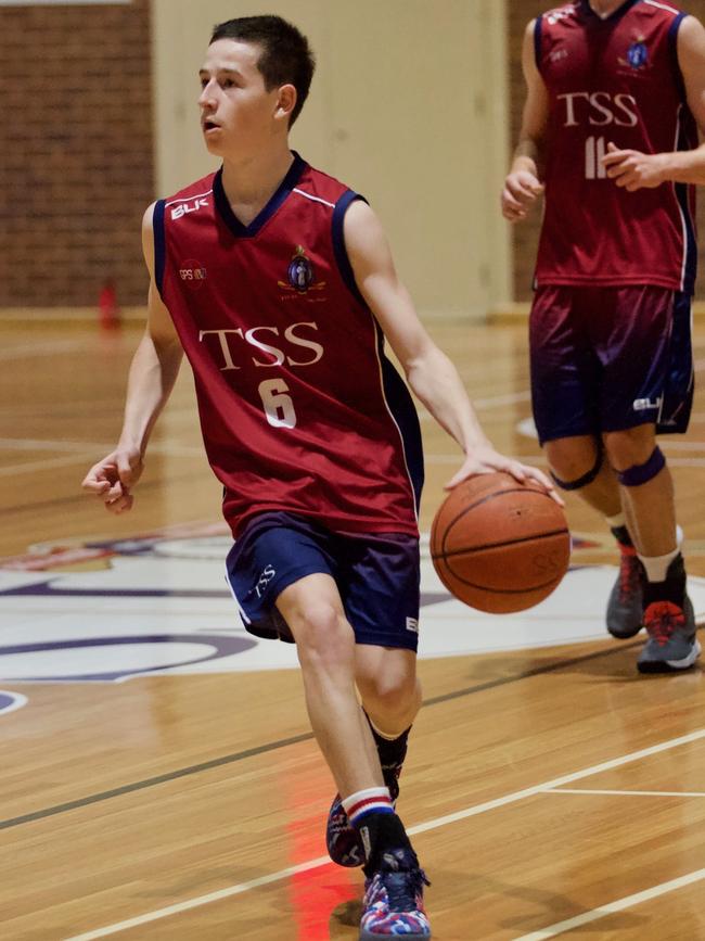 Preston Le Gassick playing for TSS (The Southport School) in the Opens Basketball team in 2018. Photo: supplied