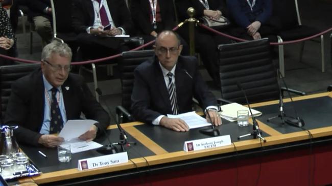 Dr Tony Sara, left, is currently giving evidence