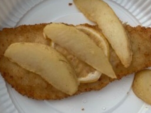 Ms Rae said this fish and chips meal came with raw wedges.