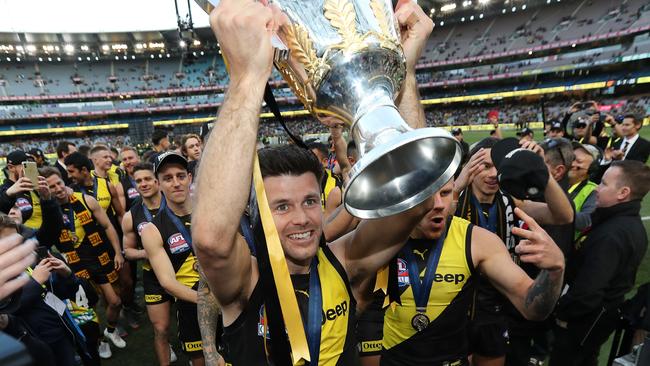 Trent Cotchin after the 2019 premiership win. Picture: Michael Klein