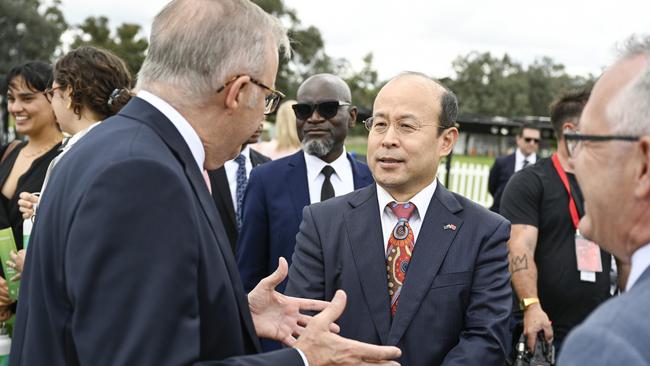 Anthony Albanese talks to Chinese Ambassador to Australia Xiao Qian in Canberra. Picture: Martin Ollman/NewsWire