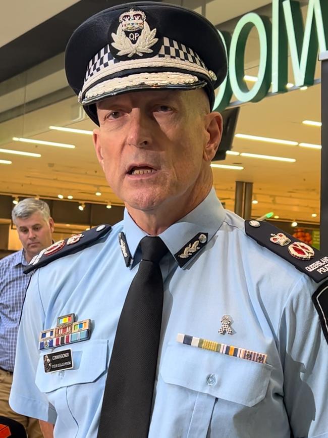 Police Commissioner Steve Gollschewski speaking at Nerang. Picture: Keith Woods.