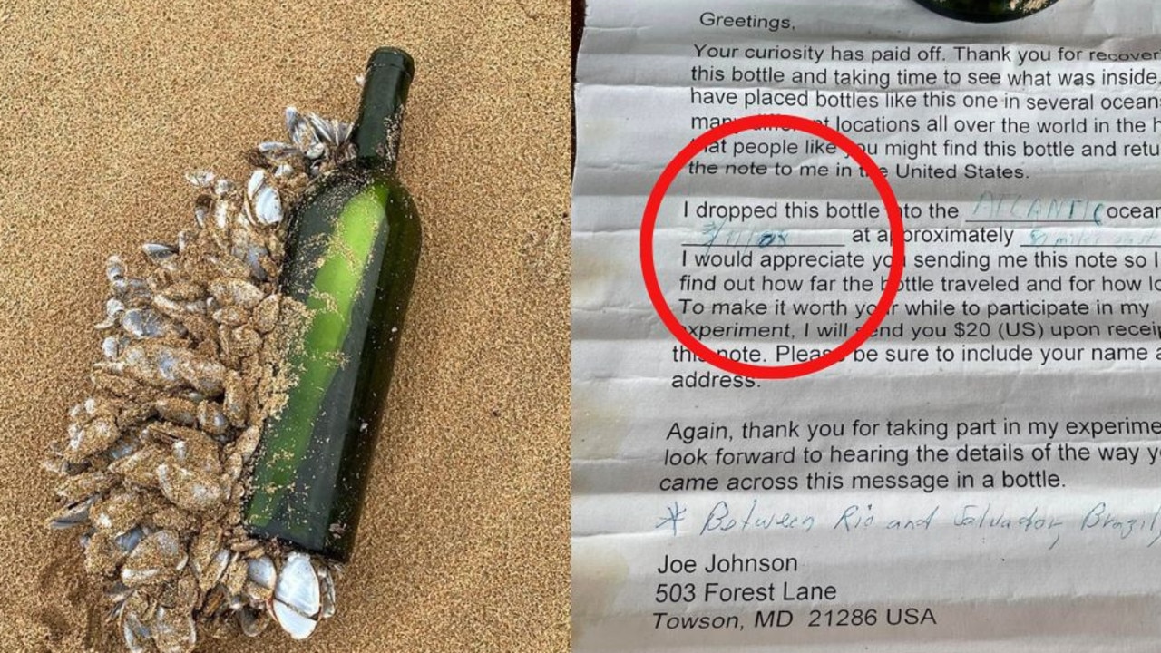 The message in a bottle was found washed up on a Victorian shore after 16 years at sea.