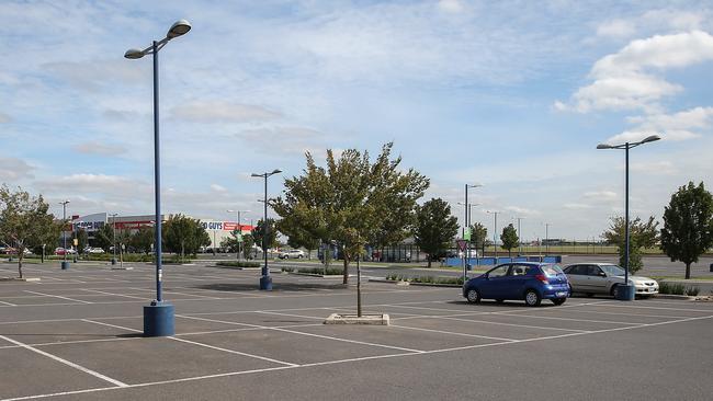 Just a few cars parked at the Essendon DFO carpark. Picture: Ian Currie