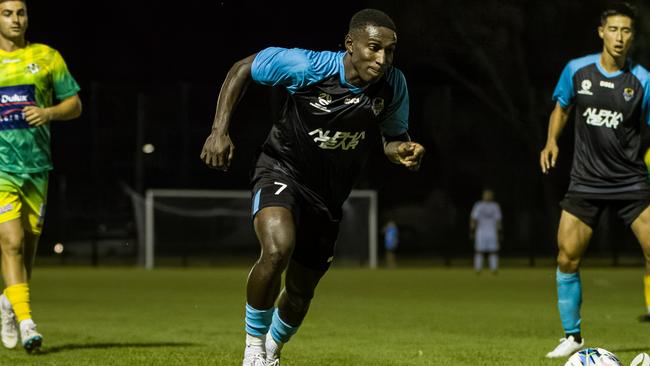 Richard Darko in action for NWS Spirit in the NPL NSW Men 2023. Picture: Brett Nielsen