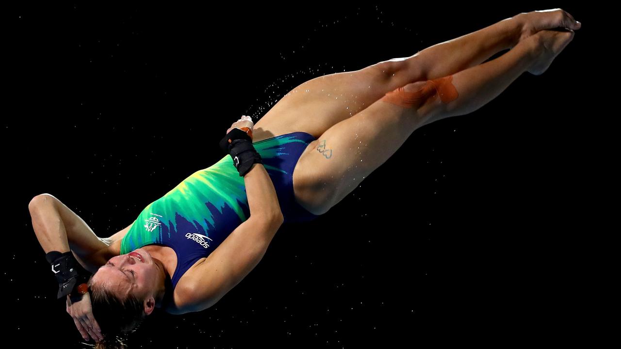 Melissa Wu captured in action of the 10m diving final.