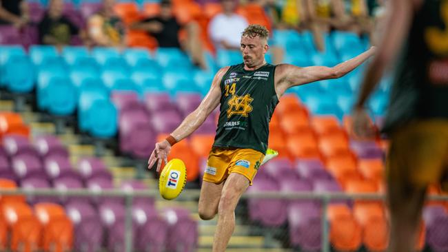 Jackson Calder scores in the Nightcliff vs St Mary’s 2023-24 NTFL major semi final. Picture: Pema Tamang Pakhrin