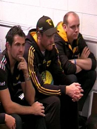 Roughead in the rooms pre-match. Picture: Channel 7