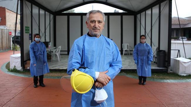 Belmore GP Jamal Rifi at the COVID-19 testing clinic he has set up next to his regular practice. Picture: Britta Campion