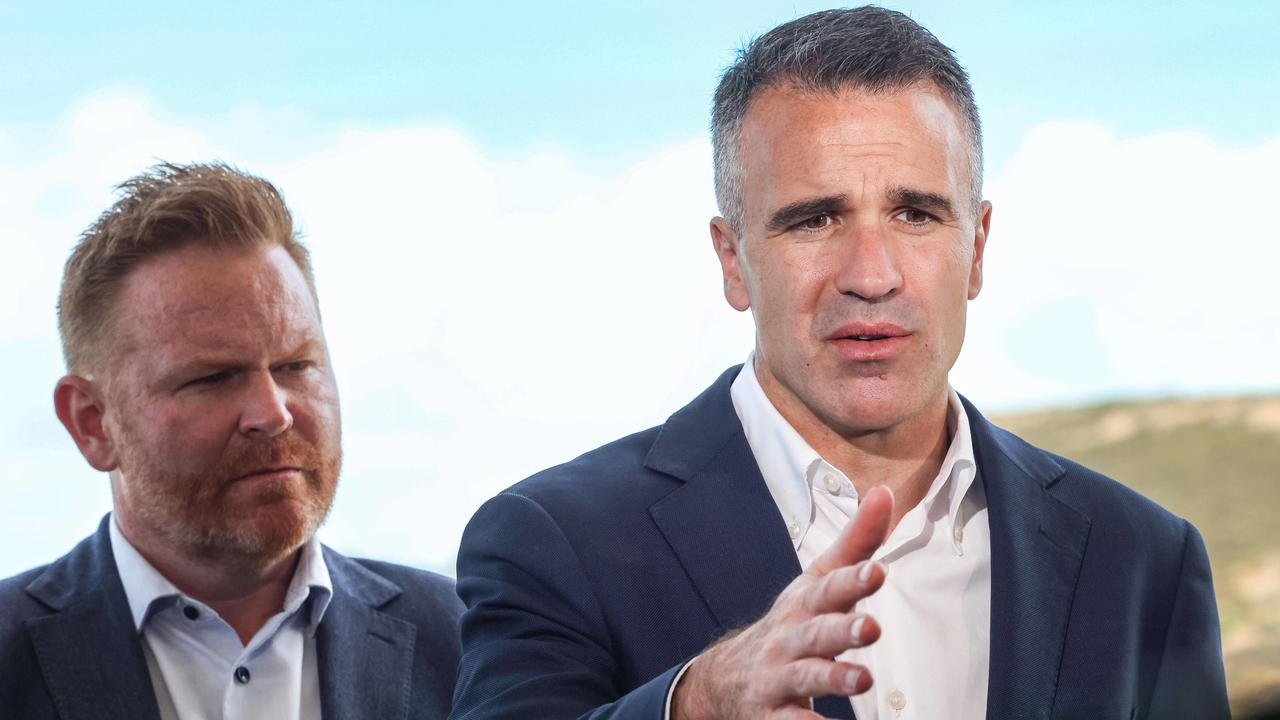 Premier Peter Malinauskas with Labor’s new MP Black Alex Dighton at the Boatshed Cafe, Hallett Cove. Picture: Russell Millard Photography