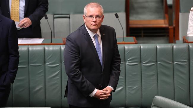 Prime Minister Scott Morrison in the House of Representatives Chamber in Parliament House yesterday. Picture: Kym Smith