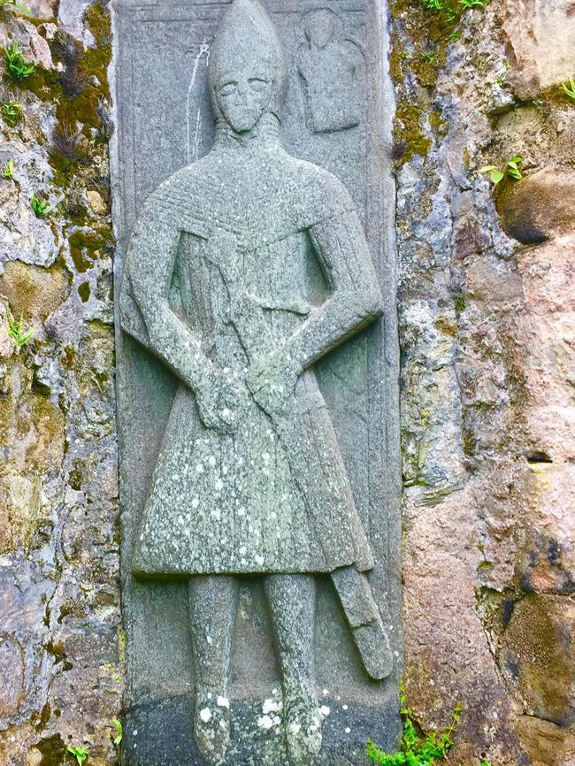 A carving on a ruined church in Islay, Scotland. Picture: Luke Slattery