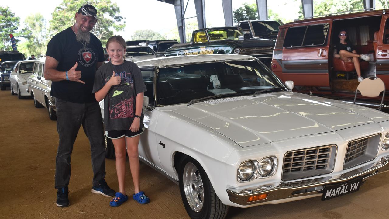 Mackay's Rico Nichols and Rockhampton's Amelia Graff with a 1974 HQ 350 LS at scrutineering for Rockynats 04 at the Rockhampton Showgrounds on March 28, 2024.