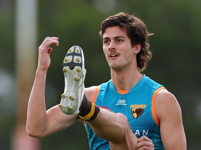 MELBOURNE, SEPTEMBER 11, 2024: Hawthorn training ahead of Friday nights clash against Port Adelaide. Max Ramsden of the Hawks. Picture: Mark Stewart