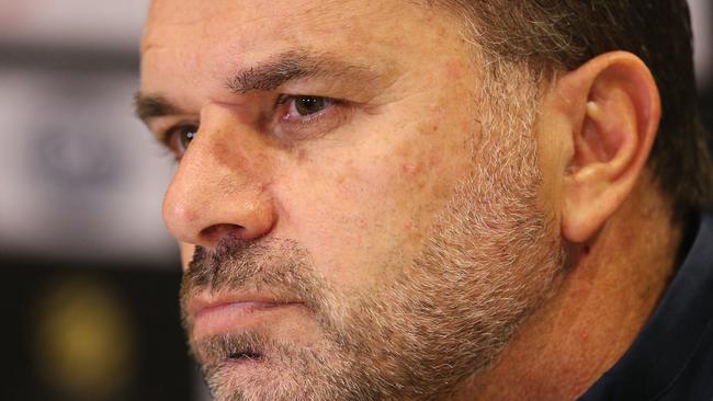 Ange Postecoglou fronts the media the day after Australia’s win over Thailand. Photo: Getty Images