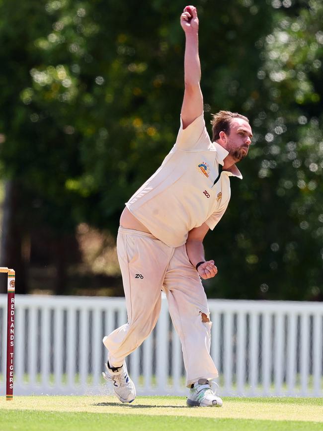 Action from the club cricket game between Redlands Tigers and Wynnum-Manly. Photo:Tertius Pickard