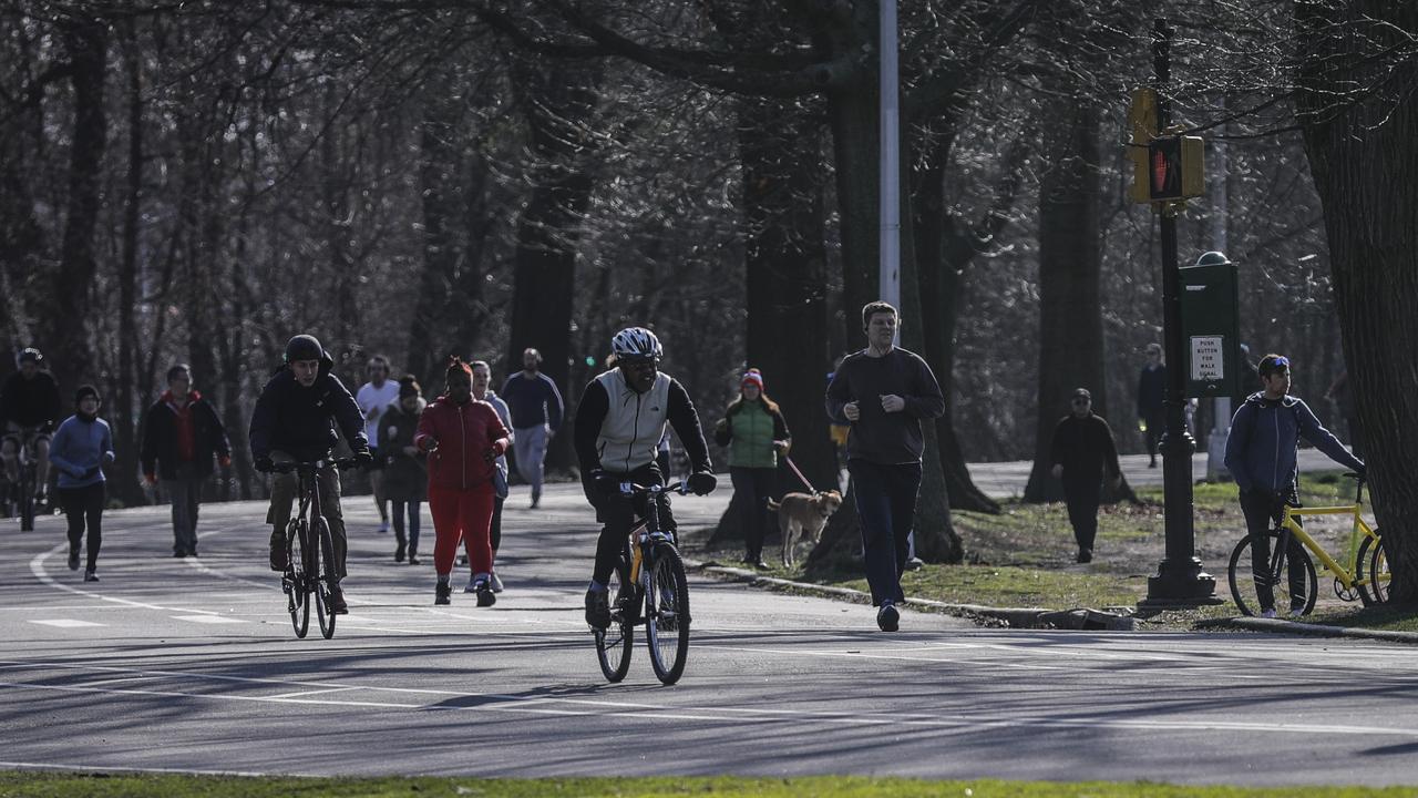 People in Central Park in NYC, which is now the coronavirus epicentre in the USA. Picture: Bebeto Matthews/AP