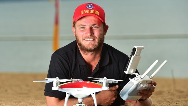 Surf Lifesaving Lifeguard Scott Mellor pictured with the Westpac Life Saver Rescue Drone. Picture: Shae Beplate.