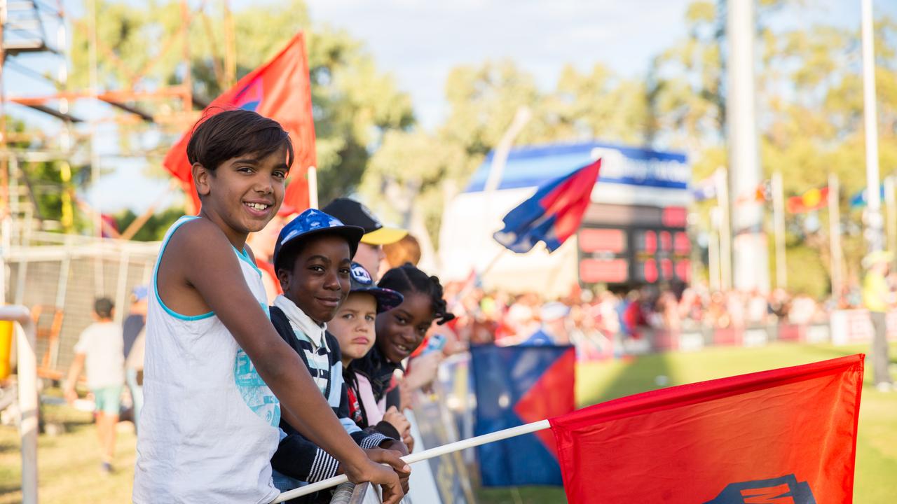 A young Ricky Mentha supporting the Dees at Traeger Park in 2017. Photo: Emma Murray