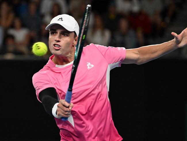 Australia's Christopher O'Connell put up a valiant fight against No.12 seed Tommy Paul. Picture: Paul Crock / AFP.