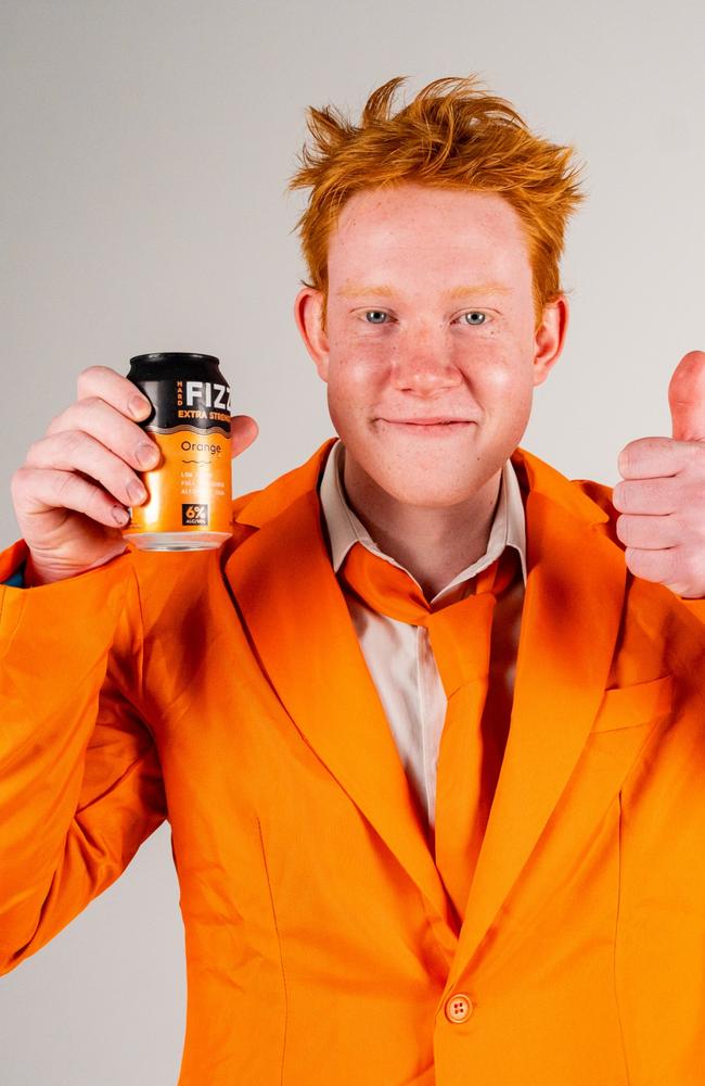 Jayden’s photoshoot with Hard FIZZ, showing off their new orange flavour. Picture: Contributed