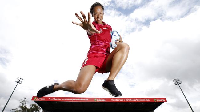 The new Qld Womens 15 Captian Kirby Sefo posing at Ballymore Stadium, Brisbane, 5th of March 2018.   (AAP Image/Josh Woning)