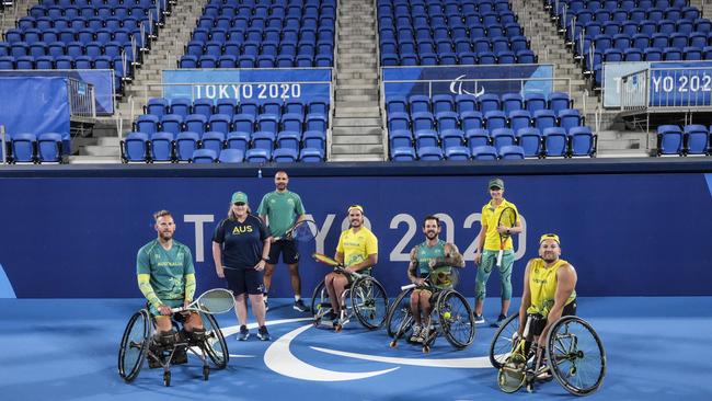 Team Australia athletes pose for photographs ahead of the Tokyo 2020 Paralympic Games at Ariake Tennis Park in August, 2021 in Tokyo, Japan. Picture: Yuichi Yamazaki/Getty Images for International Paralympic Committee