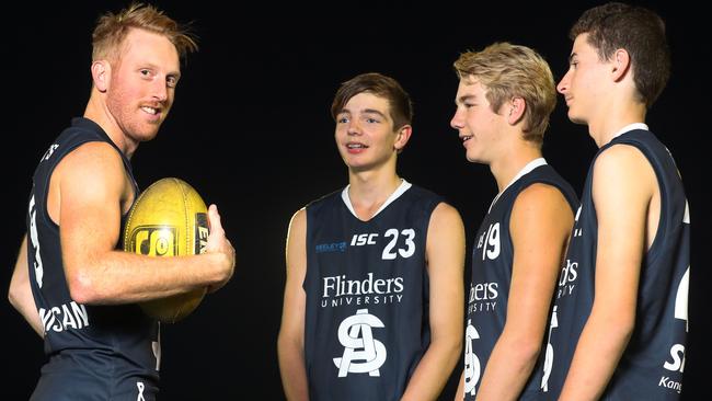 Panther Nick Liddle with development squad players Rhys Stringer, Jason Horne and Nathan Sable.