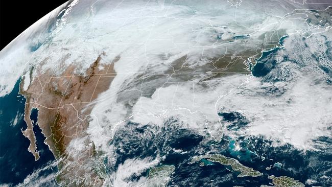 This satellite image shows the track of the ‘bomb cyclone’ as of Wednesday