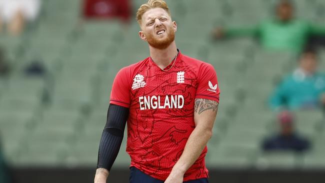 MELBOURNE, AUSTRALIA - OCTOBER 26: Ben Stokes of England reacts during the ICC Men's T20 World Cup match between England and Ireland at Melbourne Cricket Ground on October 26, 2022 in Melbourne, Australia. (Photo by Darrian Traynor/Getty Images)