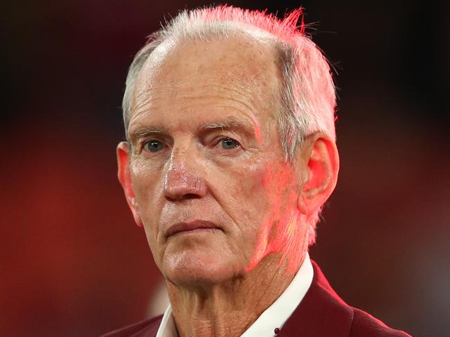 BRISBANE, AUSTRALIA - NOVEMBER 18: Maroons coach Wayne Bennett looks on after winning game three of the State of Origin series between the Queensland Maroons and the New South Wales Blues at Suncorp Stadium on November 18, 2020 in Brisbane, Australia. (Photo by Chris Hyde/Getty Images)