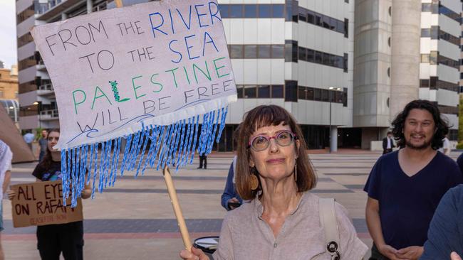 Protesters swarmed the Convention Centre. Picture: Ben Clark