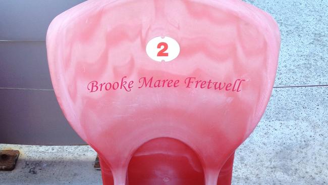 There is a special pink seat at Panthers Stadium in honour of Brooke Fretwell.