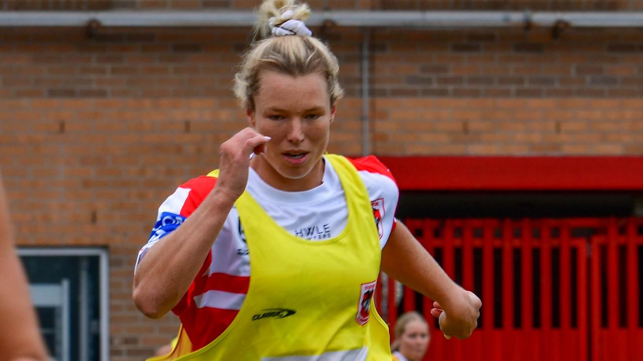 Emma Tonegato during pre-season training at the Dragons. Photo: St George Illawarra Dragons.