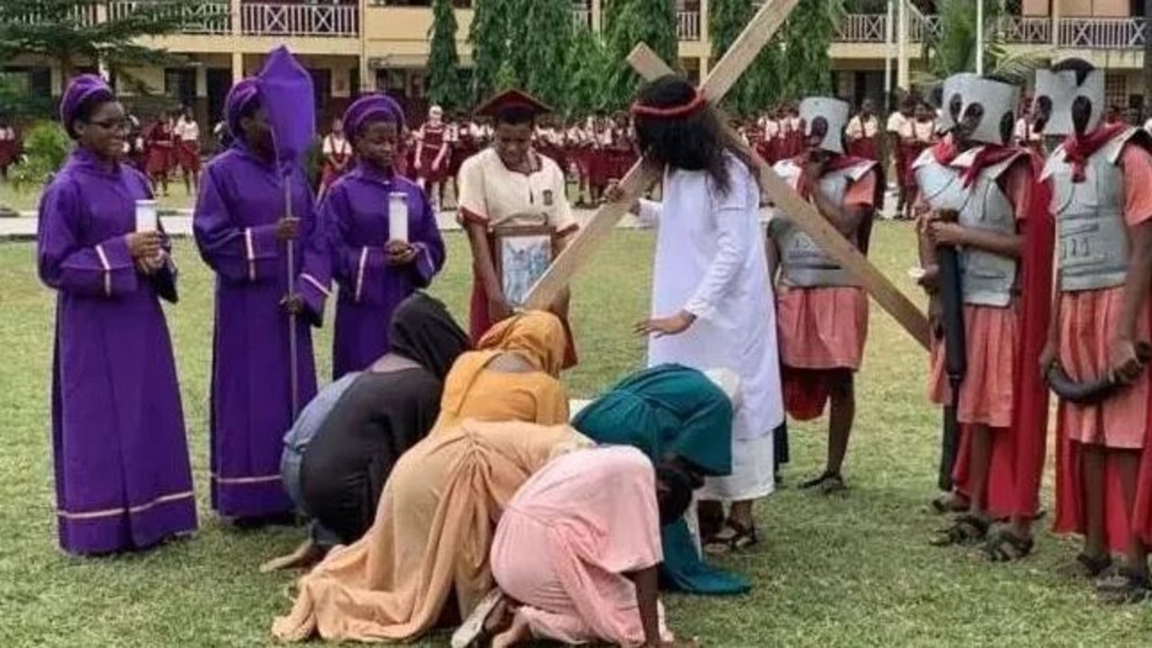 The student died during this re-enactment of Jesus Christ’s crucifixion. Picture: The Sun