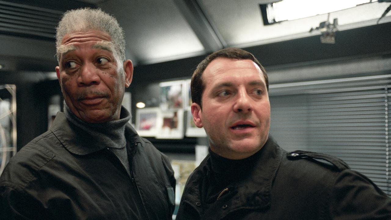 Sizemore with actor Morgan Freeman in the 2003 film Dreamcatcher.