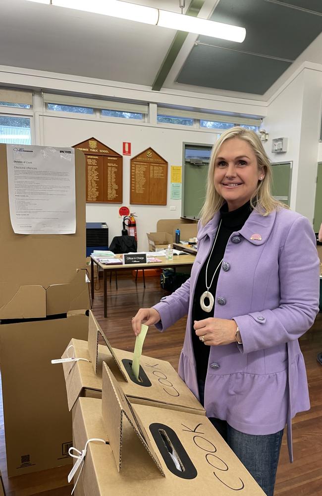 Jenny Ware, who is a Liberal candidate in Hughes, actually voted in Cook as her house is on the border. Picture: Ashleigh Tullis